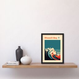 "Artery8 Wall Art Print The Seaside Calls Rhossili Bay Beach Swansea Wales UK Modern Woman of the Waves Sea Siren Ocean Art Framed - Size: W12"" x H16""" - thumbnail 4