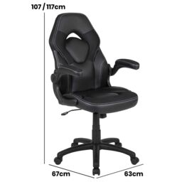 FWStyle Black Faux Leather Racer Style Deluxe Gaming Chair - thumbnail 5