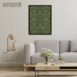 "Artery8 Flower Garden Textile Pattern Framed Canvas Wall Art Print W. Morris in Green - Size: W12"" x H16""" - thumbnail 3