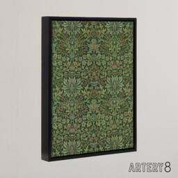 "Artery8 Flower Garden Textile Pattern Framed Canvas Wall Art Print W. Morris in Green - Size: W12"" x H16""" - thumbnail 2
