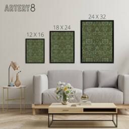 "Artery8 Flower Garden Textile Pattern Framed Canvas Wall Art Print W. Morris in Green - Size: W12"" x H16""" - thumbnail 4