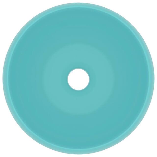 Berkfield Home Luxury Wash Basin Round Matt Light Green 40x15 cm Ceramic in Aqua - image 1