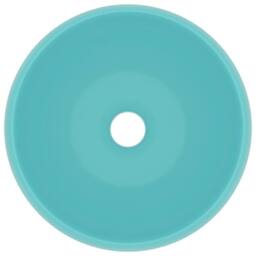 Berkfield Home Luxury Wash Basin Round Matt Light Green 40x15 cm Ceramic in Aqua