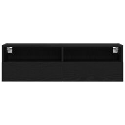Berkfield Home TV Wall Cabinets 2 pcs Black Oak 100x30x30 cm Engineered Wood - Size: 100 x 30 x 30 cm - thumbnail 7