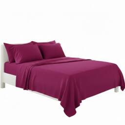 Snug City Plain Poly Cotton Easy Care Fitted Flat Sheet Matching Pillowcases Set in Fuchsia - Size: Super King - thumbnail 2