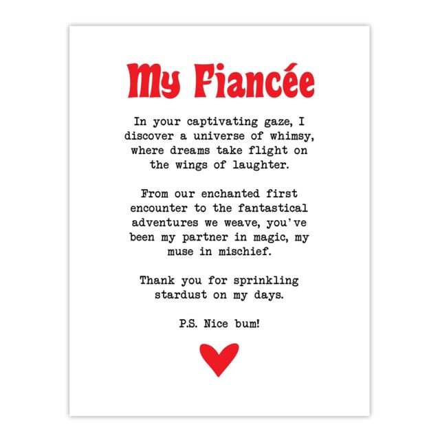 "Artery8 Love Poem Whimsy Magic Fiancée Romantic Poetry Wall Art Print in White - Size: W18"" x H24""" - image 1