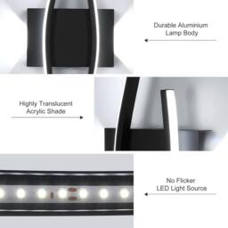 Goeco Indoor LED Wall Light, 20W Modern Black Wall Lamp, for Bedroom Hallway - thumbnail 4