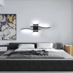 Goeco Indoor LED Wall Light, 20W Modern Black Wall Lamp, for Bedroom Hallway - thumbnail 7