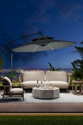 H&O Direct Double-Top Garden Umbrella Parasol with Solar Lights（No Base） in Dark Grey - thumbnail 2