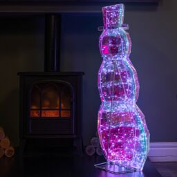 Samuel Alexander 91cm DreamLights Iridescent Christmas Snowman with 400 White LEDs - thumbnail 4
