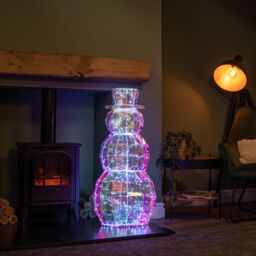 Samuel Alexander 91cm DreamLights Iridescent Christmas Snowman with 400 White LEDs - thumbnail 3