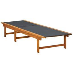 Berkfield Home Sun Lounger with Table Solid Acacia Wood & Textilene in Brown - thumbnail 4