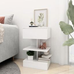 Berkfield Home Bedside Cabinets 2 pcs White 40x35x65 cm Engineered Wood - Size: 40 x 35 x 65 cm - thumbnail 3