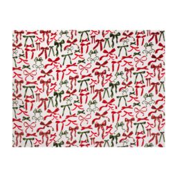 Furn Festive Bows Printed Fleece Throw in White - Size: 140 cm x 180 cm - thumbnail 3
