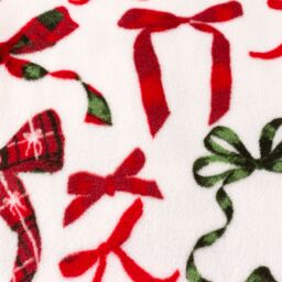 Furn Festive Bows Printed Fleece Throw in White - Size: 140 cm x 180 cm - thumbnail 4