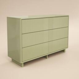 Solace+Co Velmor Ribbed Chest of 6 Drawers in Green - thumbnail 5