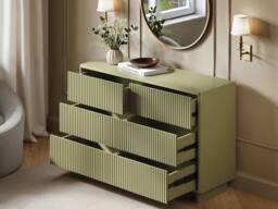 Solace+Co Velmor Ribbed Chest of 6 Drawers in Green - thumbnail 3