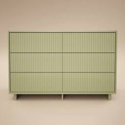 Solace+Co Velmor Ribbed Chest of 6 Drawers in Green - thumbnail 4