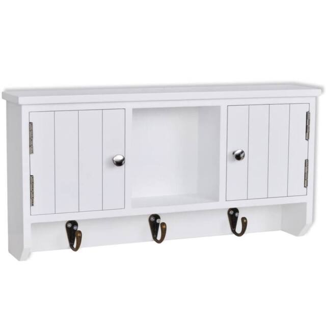 Berkfield Home Wall Cabinet for Keys & Jewelery with Doors & Hooks in White - image 1