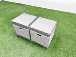 Fimous PE Rattan 3 Seater Sofa Set with Oblong Coffee Table 4 Footstools in Light Grey - thumbnail 6