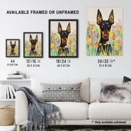 "Artery8 Doberman in Spring Meadow Vibrant Portrait Framed Wall Art - Size: W12"" x H16""" - thumbnail 3