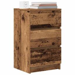 Berkfield Home Bedside Cabinets with 3 Drawers 2 pcs Old Wood 39x35x65 cm in Brown - Size: 39 x 35 x 65 cm - thumbnail 4
