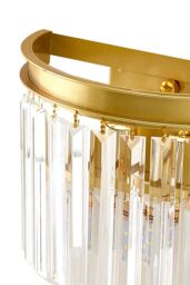 Living and Home Elegant E14 Crystal Glass Wall Lamp with Golden Finish Base in Gold - thumbnail 5