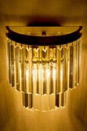 Living and Home Elegant E14 Crystal Glass Wall Lamp with Golden Finish Base in Gold - thumbnail 3