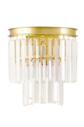 Living and Home Elegant E14 Crystal Glass Wall Lamp with Golden Finish Base in Gold - thumbnail 2