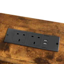 Levede Gaming Desk Computer Table with Monitor Shelf Power Outlets RGB Light in Brown - thumbnail 7