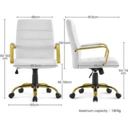KORVIXA PU Leather Office Chair Executive Conference Task Chair in White - Size: 100 cm x 100 cm - thumbnail 2