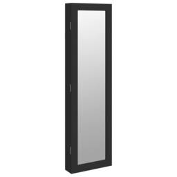 Berkfield Home Mirror Jewellery Cabinet Wall Mounted Black 30x8.5x106 cm