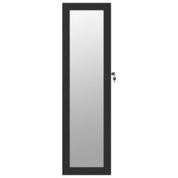 Berkfield Home Mirror Jewellery Cabinet Wall Mounted Black 30x8.5x106 cm - thumbnail 4