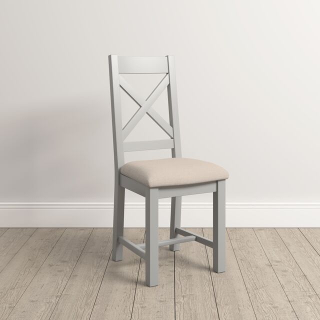 Seconique Windsor Ivory Cross Back Chair (Box of 2) in Light Grey - image 1