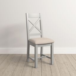 Seconique Windsor Ivory Cross Back Chair (Box of 2) in Light Grey - thumbnail 1