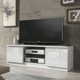 Creative Furniture TV Unit 120cm Modern - White with High Gloss Doors - thumbnail 6