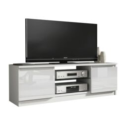 Creative Furniture TV Unit 120cm Modern - White with High Gloss Doors - thumbnail 3