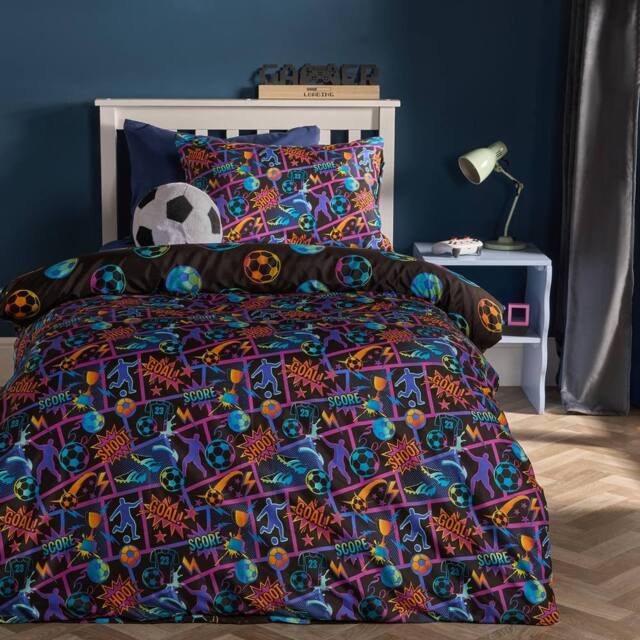 OHS Kids Comic Football Reversible Bedding Duvet Cover Set with Pillowcase - Size: Single - image 1