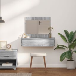 Berkfield Home Wall Hanging Dressing Table Grey Sonoma 83x40x70 cm - Size: 83 x 40 x 70 cm - thumbnail 4