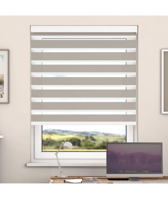 New Edge Blinds Peach Day & Night Zebra Roller Blind with Cassette - Size: 115 cm width x 200 cm drop - image 1