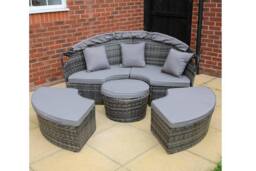 Furniture Maxi Camrose Rattan Garden Day Bed in Grey - thumbnail 2