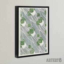 "Artery8 Green Geometric Pattern Framed Canvas Wall Art Print Overbeck in Grey - Size: W12"" x H16""" - thumbnail 2