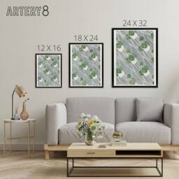 "Artery8 Green Geometric Pattern Framed Canvas Wall Art Print Overbeck in Grey - Size: W12"" x H16""" - thumbnail 4