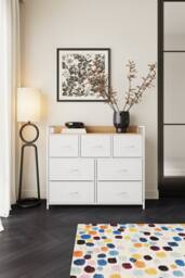 Living and Home 7-Drawer Metal Frame Storage Cabinet Chest of Drawers in White - thumbnail 3