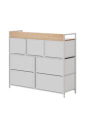 Living and Home 7-Drawer Metal Frame Storage Cabinet Chest of Drawers in White - thumbnail 7