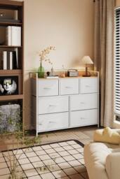 Living and Home 7-Drawer Metal Frame Storage Cabinet Chest of Drawers in White - thumbnail 2