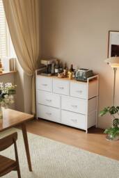 Living and Home 7-Drawer Metal Frame Storage Cabinet Chest of Drawers in White - thumbnail 4