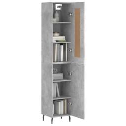Berkfield Home Highboard Concrete Grey 34.5x34x180 cm Engineered Wood - thumbnail 1