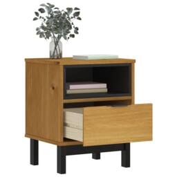 "Berkfield Home Bedside Cabinet ""FLAM"" 40x35x50 cm Solid Wood Pine in Brown - Size: 40 x 35 x 50 cm" - thumbnail 3