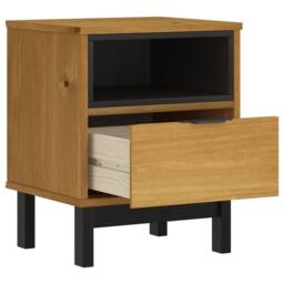 "Berkfield Home Bedside Cabinet ""FLAM"" 40x35x50 cm Solid Wood Pine in Brown - Size: 40 x 35 x 50 cm" - thumbnail 4